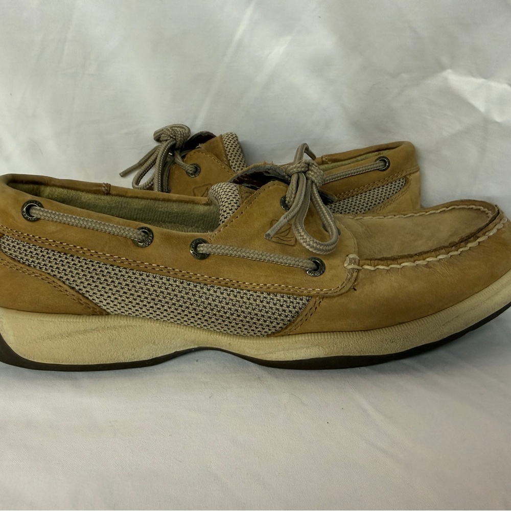 Sperry Top-Sider Women’s Leather Boat Shoes Tan Size 8M Lace-Up Comfort